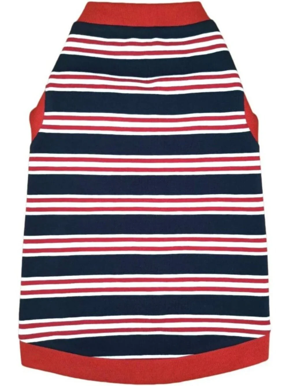 Cute Cat T-Shirt in Dark Blue, Red & White Stripes - XS Size, Stylish Pet